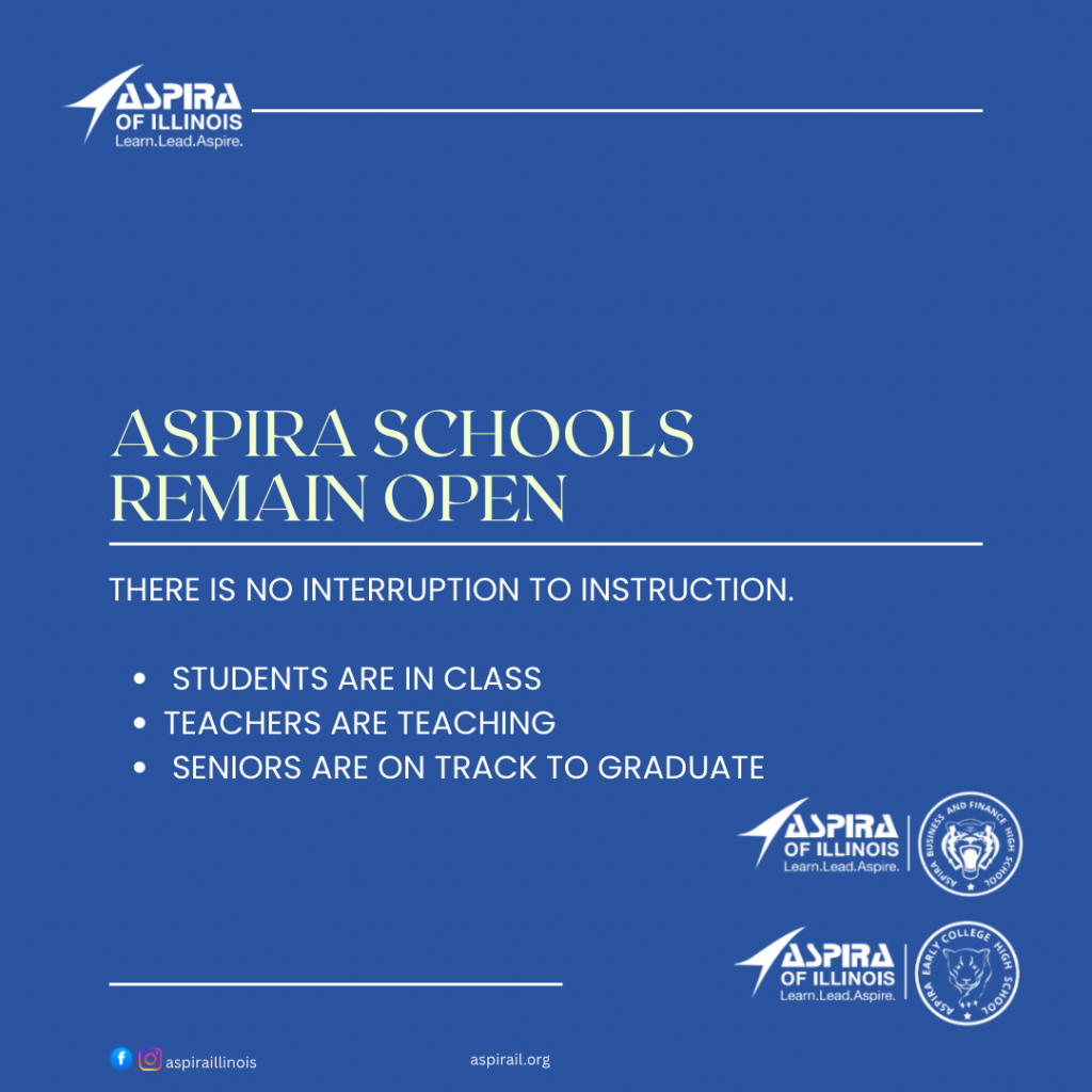 Letter to Families & Staff: Aspira Schools Remain Open